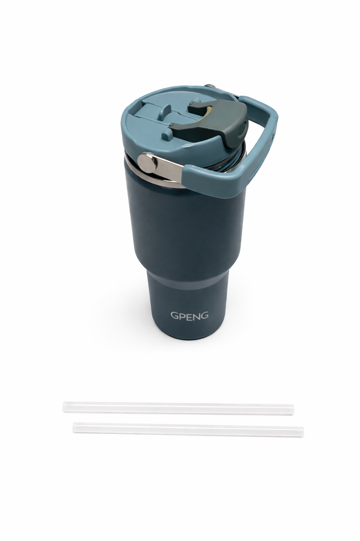 Gpeng 40 oz Tumbler with Handle, Water Bottles with Straw Lid, Insulated Stainless Steel Travel Mug Cup Holder Friendly, Keep Drinks Cold or Hot for 48+ Hours