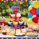 Willinglong Paw Birthday Party Decoration Paw Cupcake Stand 3 Tier PVC Red Blue Yellow Cake Stand Dessert Tower Holder Cartoon Dog Themed Party Supplies Cupcake Topper Tower Puppy Table Decoration