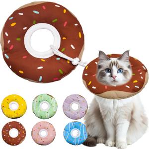Seyezo Cat Cone Collar Soft, Adjustable Cat Recovery Cone, WaterproofBrown Large, Stop Licking, Elizabethan Collar for Kittens, Cute Donut E Collar, After Surgery Neck Pillow, Cone of Shame, Large