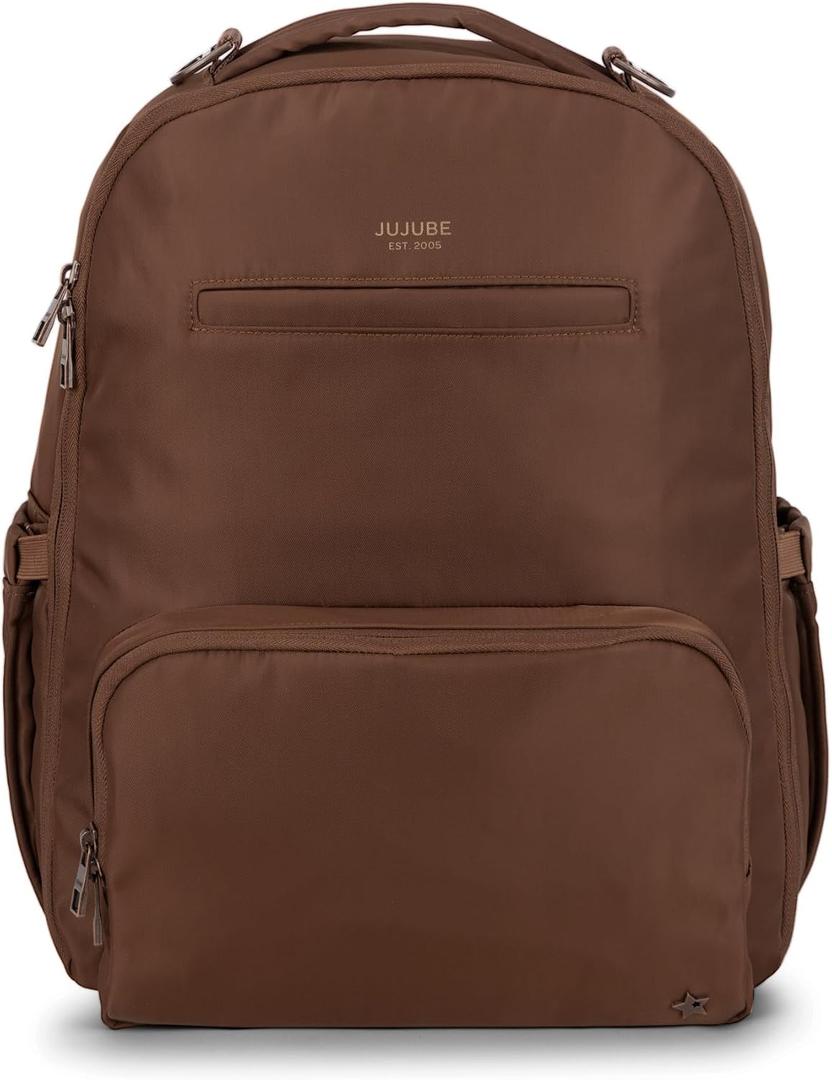 JuJuBe Classic Diaper Bag Backpack with Portable Changing Pad, Baby Stroller Straps, Large Travel Backpack for Boy or Girl, For Carrying Baby Bottles, Wipes, Diapers, Pacifiers, Espresso