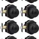 Goldenwarm Matte Black Door Knobs Interior, Privacy Door Knob for Bedroom & Bathroom, Black Interior Door Knobs with Arched Plate 8 Pack