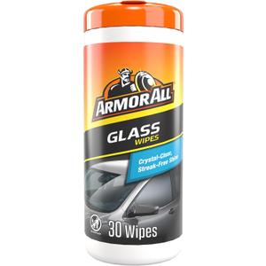Armor All Car Glass Wipes, Auto Glass Cleaner for Film and Grime, 30 Count