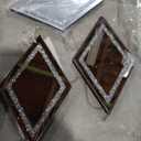 Pibeyer Silver Diamond Shaped Wall Mirror Set of 3, Decorative Crystal Crush Diamond Mirrors for Bedroom, Living Room & Hallway, Home Decor