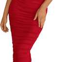 PRETTYGARDEN Womens 2025 Summer Off The Shoulder Dress Ruched Bodycon Sleeveless Split Cocktail Party Maxi Dresses (Large, Red)