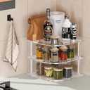 Plate Organizer for Cabinet Space Saver - Clear Acrylic Corner Shelf for Dishes, Bowls - 3-Tier Kitchen Cabinet Plate Organization, Dinner Plates Holder, and Small Shelf for Bathroom Storage