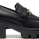 DREAM PAIRS Women Loafers Platform Chunky Heel Slip On Lug Sole Casual Dressy Office Business Shoes (11, Black-pu)