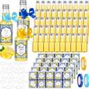 Suclain 50 Set Capri Lemon Party Favors 2 oz Mini Limoncello Bottles with Italian Lemon Sticker Blue Yellow Ribbon and Funnel for Amalfi Coast Mediterranean Wedding Bridal Baby Shower Party Decor