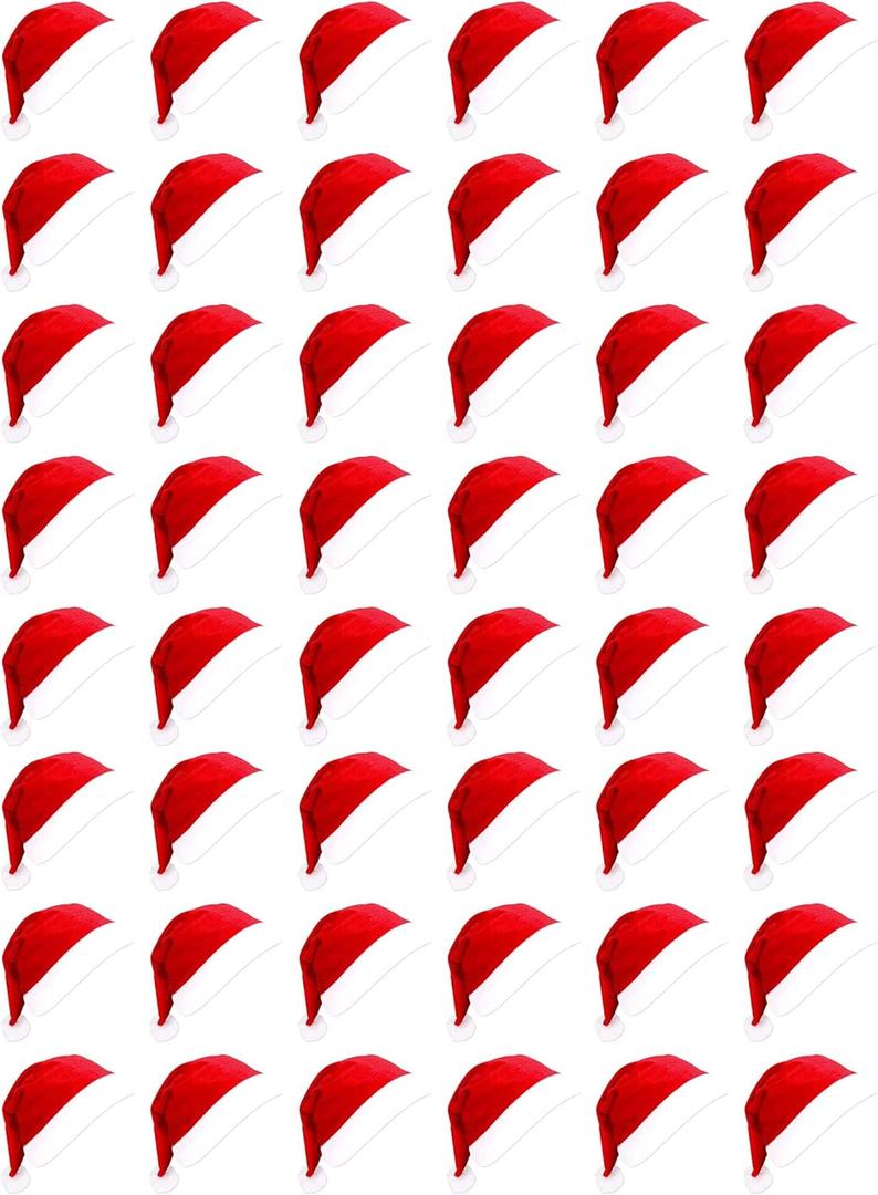 SYITCUN 24/48/108pcs Santa Hats for Adult and Little ones, Comfortable Christmas Hats Bulk, Red Classic Santa Claus Hat