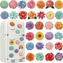 Xuhal 30 Pcs Spring Flower Diamond Painting Magnets Diamond Art Magnet Kits for Adults Colorful Floral Refrigerator Magnetic Sticker 5D Rhinestone Fridge Stickers for DIY Crafts Spring Gifts