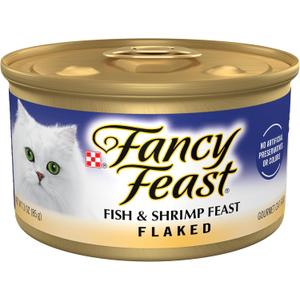 Purina Fancy Feast Wet Cat Food Flaked Fish and Shrimp Feast - (Pack of 24) 3 oz. Cans BB 6/2026