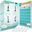 Vibration Plate Exercise Machine Poster - Upgraded 6 Workout Guidance & 10 Pcs Planner & 10 Pcs Double-Sided Clips, Comprehensive Whole Body Wave Vibrating Workout Chart, Green