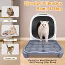Elevated Litter Box Ramp/Steps for Kittens & Old Cats, 19.7"x15.8"x3.6",Washable Litter Catcher Stairs for Automatic Litter Box,XL Double Layer Cat Litter Mat with Filter,Easy to Clean(Grey)