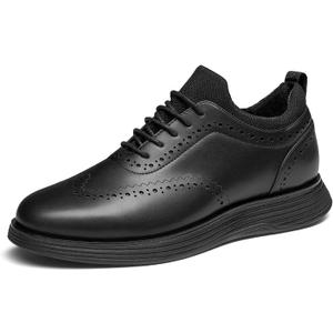 Bruno Marc Men's MaxFlex Dress Sneakers Oxfords Casual Wingtip Brogue Shoes (8.5, All Black)