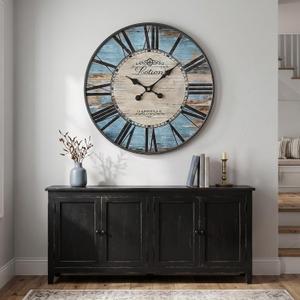 Large Rustic Blue Farmhouse Wall Clock for Living Room (30 Inch)