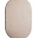 2 x Bassinet Sheet for Baby Boy and Girl, Fitted Sheets for Rectangle, Oval, Hourglass Bassinet Mattress, Muslin Moses Basket Sheets with Neutral Style (Beige)  Bassinet Sheets-33"×17"