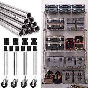Thyle 4 Pack 36''Wire Shelving Poles, Rack Posts Replacement, Silver