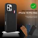 Leather Phone Case Wallet Card Case Compatible with iPhone 16 Pro Max Case, Wallet with 3 Credit Card Pockets Black Phone Case