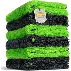 6-Pack Microfiber Towels for Cars (16"12") Ultra Absorbent and Scratch-Free Car Detailing Cleaning Cloth, Trucks, Home Cleaning, Pet Drying, Boats, and Motorcycles, Gift Packed