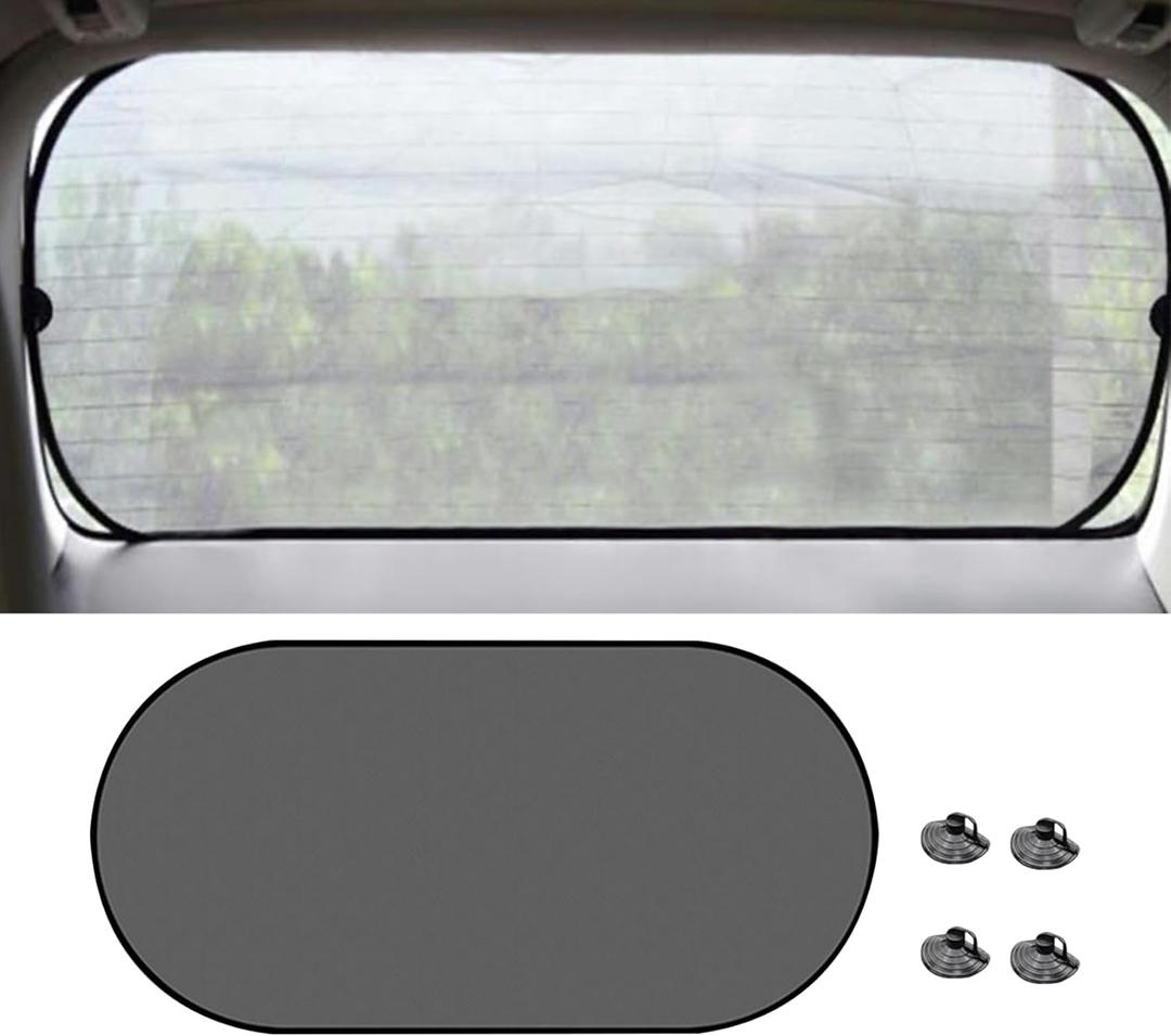 Car Rear Window Sunshade, 20"40" Rear Window Sun Shade Blocker with Suction Cups, Mesh Sunlight Shield Provide Glare Shield and UV Rays Protection for Baby, Universal Car Accessories for Most Models (black)