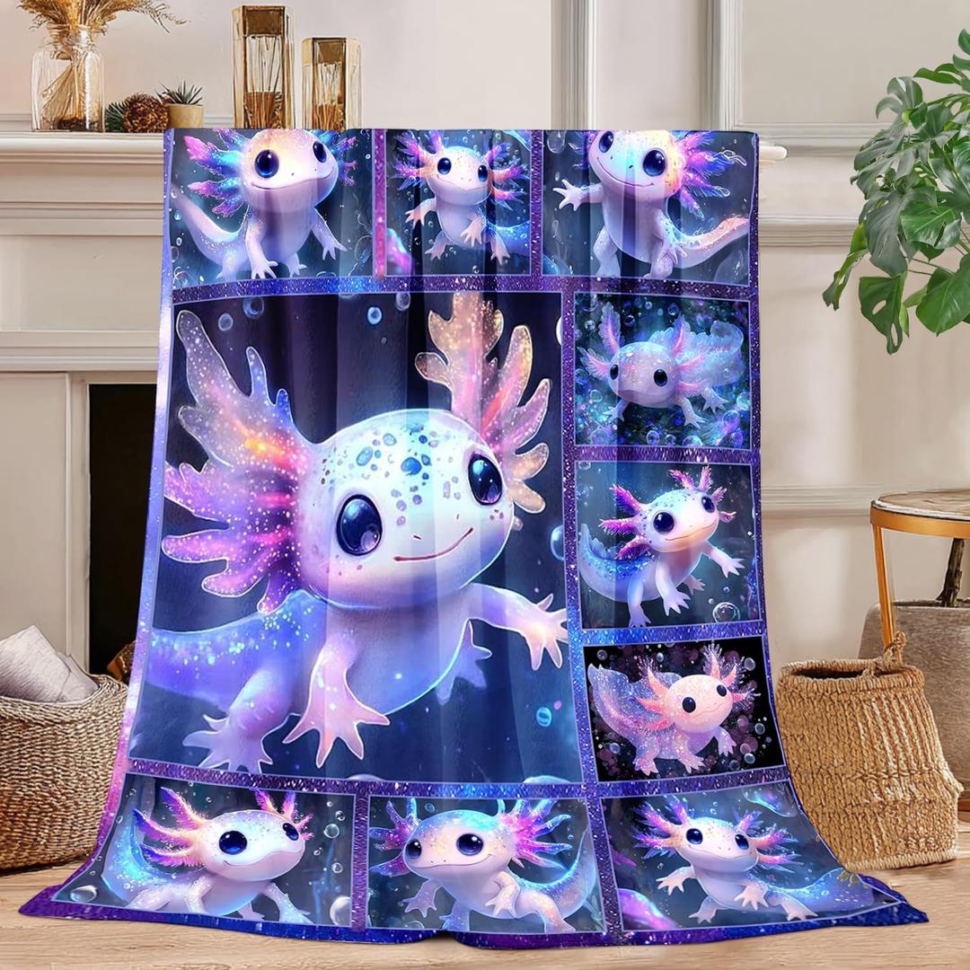 Axolotl Blanket Axolotl Throw Blanket Super Soft Plush Flannel Bedding Gifts for Boys Girls Men Women Lovers Adults Stuff for Sofa Bed Room Decor 50"X60"