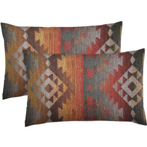 Emvency Set of 2 Aztec Throw Pillow Cover 12x20 Inches Decorative Pillowcase Navajo Orange Red Grey Tribal Decor Rectangle Pillow Cover with Hidden Zipper for Bedroom Sofa (Gold)
