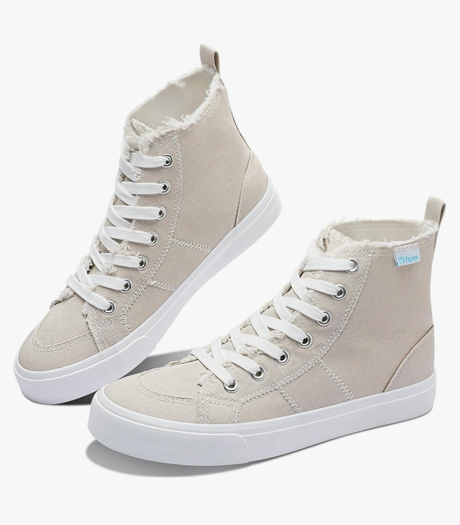 Obtaom Womens/Mens high top Canvas Shoes Play mid Calf Fashion Sneaker Casual lace up hi top Washed Canvas Shoes. Size 9