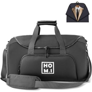 Garment Bag for Travel - Wrinkle-Resistant Carry On Suit Bag with Shoe Compartment & Shoulder Strap, Convertible 2-in-1 Waterproof Duffel Bags for Business Trips/Weekend Getaway, Black