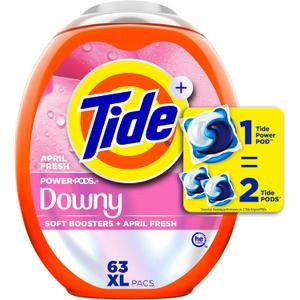Tide Power PODs + Downy Laundry Detergent Pods, 63 Count, Soft Boosters + April Fresh