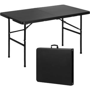 6ft Plastic Folding Table, Fold-in-Half Portable Utility Table Heavy Duty Portable w/Handle, for Indoor Outdoor,Picnic, Party, & Camping (Black, 6ft)