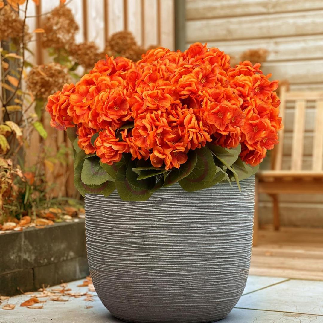 2 x MERIXMAS 6 Bundles Silk Geraniums Artificial Flowers for Outdoors, UV Resistant Faux Plants Realistic for Garden Patio Porch Window Box Home Indoor Outdoor Decor (6, Orange-red)