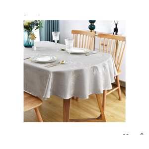Wolkemer Shiny Oval Jacquard Tablecloth 60 x 84 Inch Gray Floral Countryside Leaves Damask Patterns Table Cloth Glossy Fabric Table Cover for Dinner Kitchen