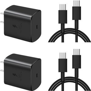 45W Super Fast Charger USB C, 45 Watt Type-C Phone Charger Fast Charging Block with 6FT Type C Cords for Samsung Galaxy S25 Ultra/S24 Ultra/S24+/S23 Ultra/S23+/S22 Plus/S20, Tab S9/S8 Ultra (45W)