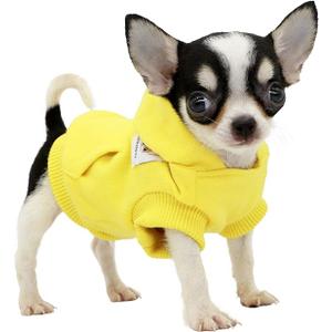 LOPHIPETS Dog Cotton Hoodies Sweatshirts for Small Dogs Chihuahua Puppy Clothes Cold Weather CoatYellow/XS
