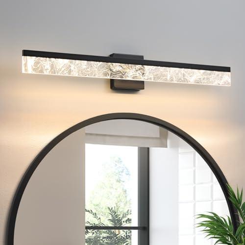 AIJIASI Modern Vanity Lights for Bathroom, 32 Inch Black Bathroom Light Fixtures Over Mirror, 24W Dimmable LED Vanity Lighting Fixtures for Bath Mirror Restroom Bedroom 3000K