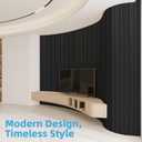 Art3d 2-Pack Acoustic Wood Slat Wall Panel with Roll-Flat Design - 95.3 x 23.8 Inch Sound Absorbing Panels for Living Room Columns Corridor Curved Wall Decor, Blackwood