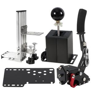 Dexepe PC USB Simulator Shifter 64 Bit Handbrake with Clamp L Shape Lever Kit Compatible with ATS ETS Dust WRC Sim Racing Games Compatible with G29 G27 G25 G920 T300RS/GT Steering Wheel Sequential H Gear Shifter 7+R Black PC System only