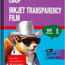 Uinkit Inkjet Transparency Film 50 Sheets 8.5x11 OHP Overhead Projector Film for DIY Crafting 100% Clear Transparency Paper For Inkjet Printer