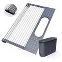 LEMIKKLE 17" x 15" Roll Up Dish Drying Rack Over The Sink Dish Drying Rack,Multi-Purpose Kitchen Rolling Dish Drainer Foldable SUS304 Stainless Steel Dish Drying Rack