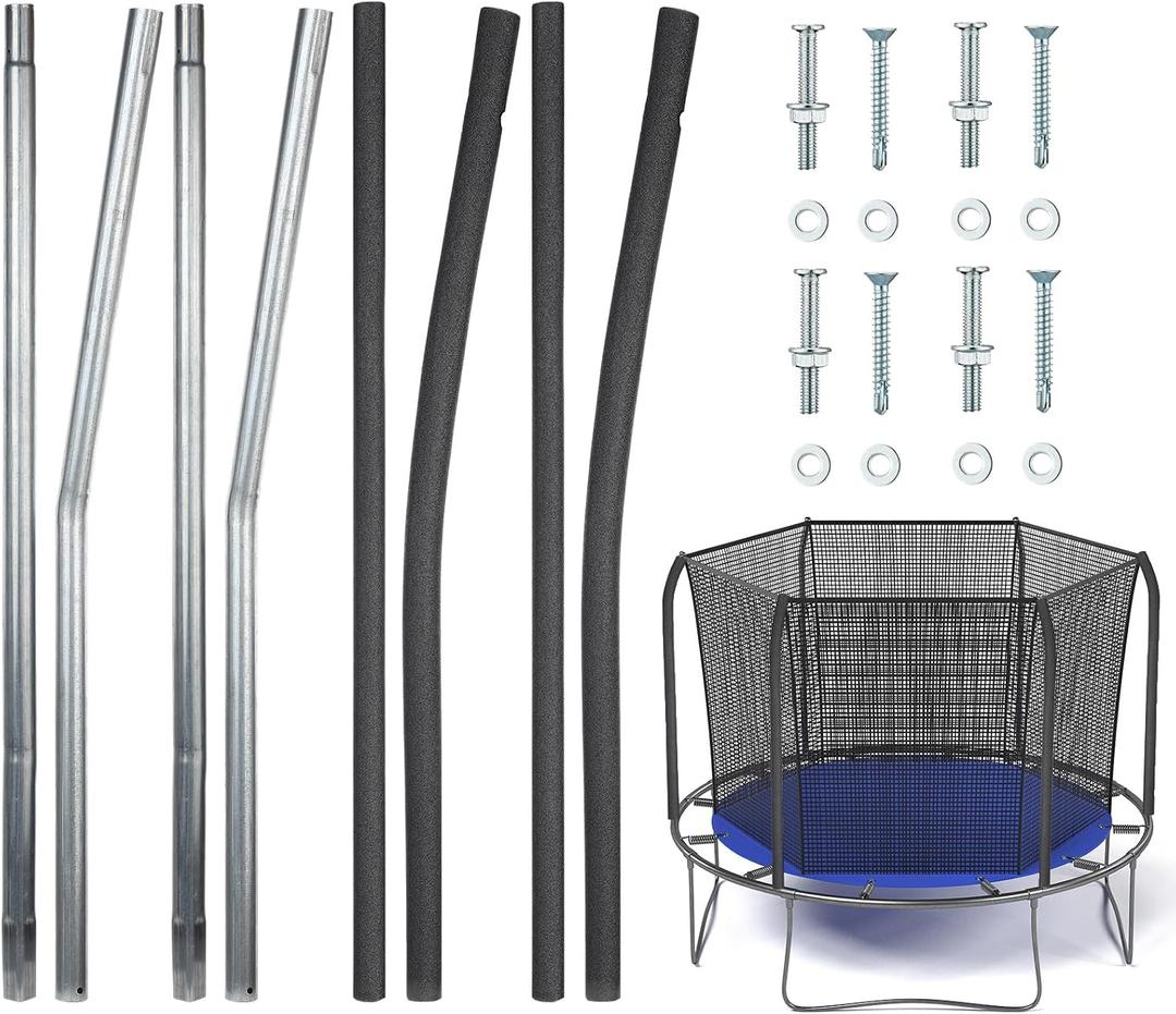 Blulu Trampolines Single Enclosure Pole Set Trampoline Replacement Parts Upper and Lower Enclosure Kit Net Poles with Foam Sleeve