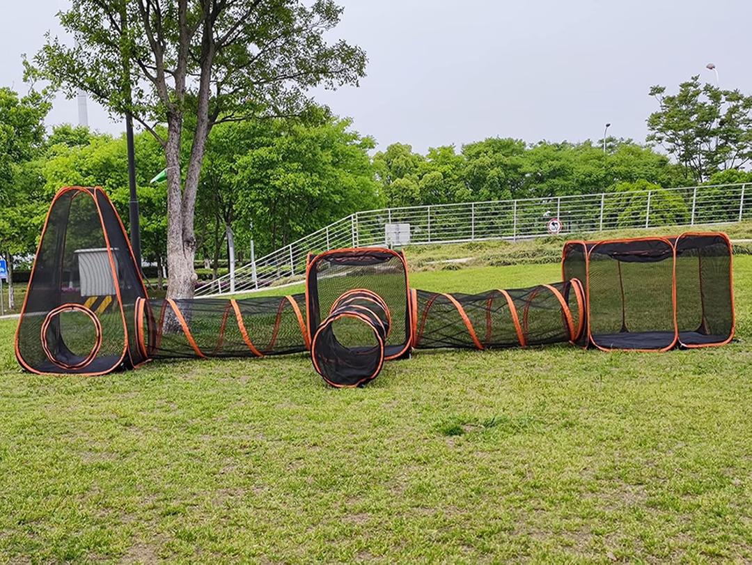 6 in 1 Pet Cat and Dog Tunnel Tent Foldable Pet Tent Outdoor Pop Up Pet Playpen Cage Fences House (Styles 1) 6 in 1 Pet Cat and Dog Tunnel Tent Foldable Pet Tent Outdoor Pop Up Pet Playpen Cage Fences House (Styles 1)