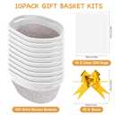 AFOROEOA 10PACK White khaki Baskets for Gifts Empty, 12"x 8"x 5" Woven Gift Baskets with Gift Bags and Bows Empty Gift Baskets for Christmas Shelf Small Storage Baskets with Handles