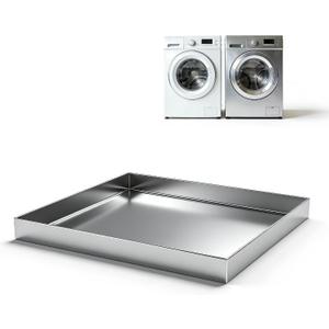 304 Stainless Steel Washing Machine Drain Pan, 27x25 Inch Leak-Proof Pan for Under Washer & Dishwasher, Floor Protection Tray to Prevent Water Damage