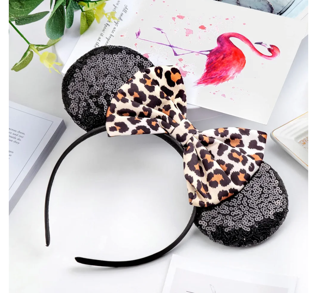 Mouse Ears Headbands with Bow Minnie Ears Cosplay Costume Hair Accessories for Women Birthday Party Decoration