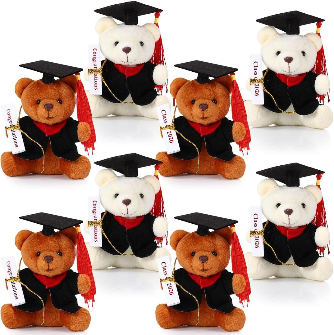 Harrycle 16 Pcs Mini Graduation Bear Stuffed Animals 4.7 Inch Tiny Plush Bear with Diploma and Hat for 2026 Graduation Ceremony Party Decor Congratulation Gifts DIY Present (Black Cap)