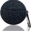 2 x Cute Case Cover Compatible with AirPods 3rd with Carabiner Keychain Hook,Funny Unique 3D Soft Silicone Shockproof Protective Skin Case Cover for Airpod 3rd Case-Biscuits (Black)