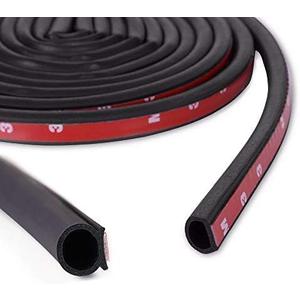 3/8"1/4" D-Shape Weather Stripping 25FT Heavy Duty Rubber Seal Weatherstrip(Self-Adhesive) Hollow with Bulb Door Gasket Strip for Automotive Truck RV Window Door Soundproofing (25Feet)