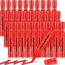 Qilery Highlighters Bulk, 30 Pack Tank Style Chisel Tip Highlighters Markers Quick Drying for Kids and Adult Coloring, Classroom Home Office School Supplies(Red)