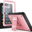 DJ&RPPQ 7 Inch Tablet Built in Screen Protector Kids Case Not for TCL Tablet Equipped with Built-in Bracket -Pink