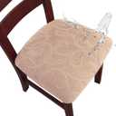 Genina Waterproof Chair Seat Covers Dining Room Chair Covers Stretch Seat Cover for Dinning Room Chair Protector Slipcovers for Kitchen, Hotel (6, Flower Pattern-Khaki)