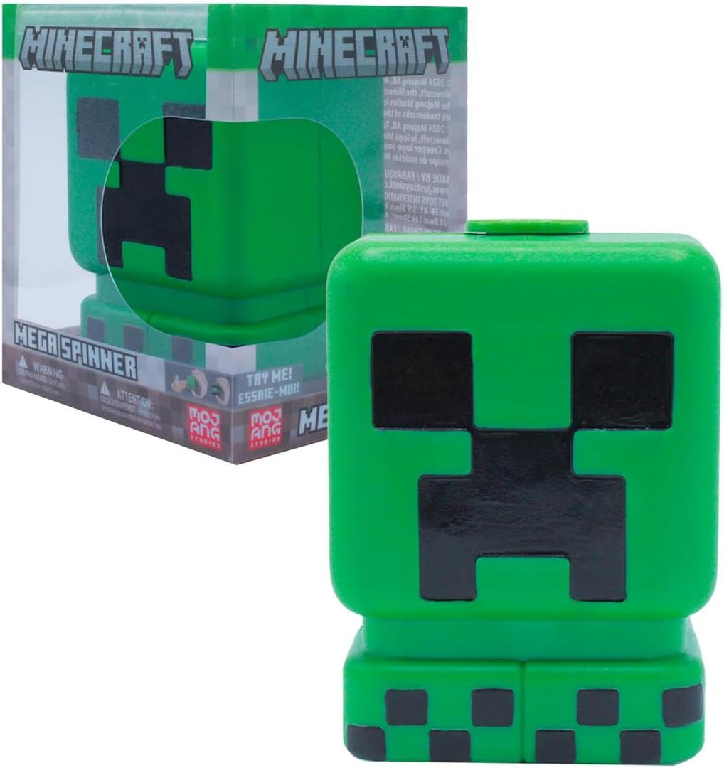 Minecraft Creeper MEGA Fidget Spinner  Official Gaming Collectible, Large DeskSize Spinner for Stress Relief, Kids & Adult Fans (Just Toys LLC)